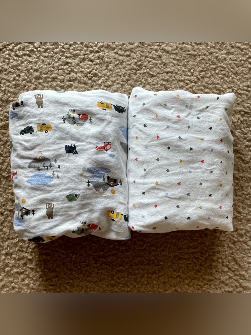 Carter's White Star & Adventure Print Baby Crib Sheets